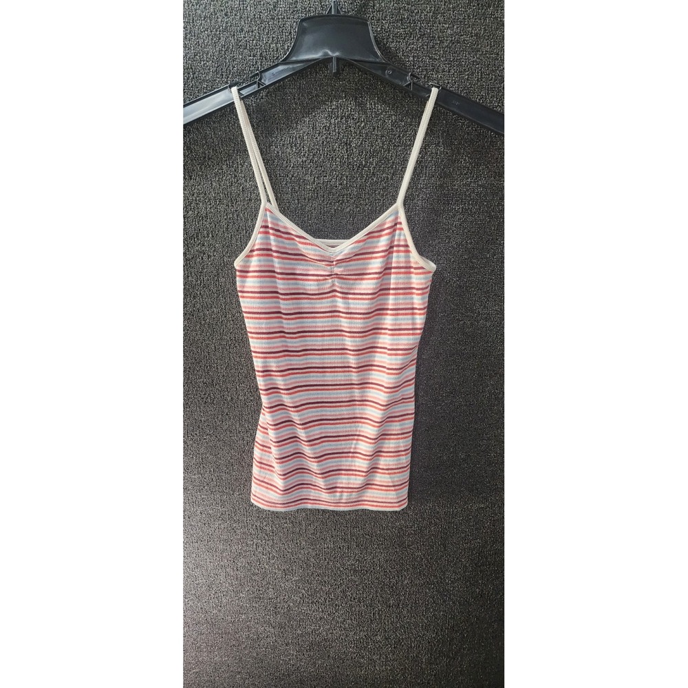No Boundaries White Multi Stripe Ribbed Cami Spaghetti Strap Tank NJ19T121CC